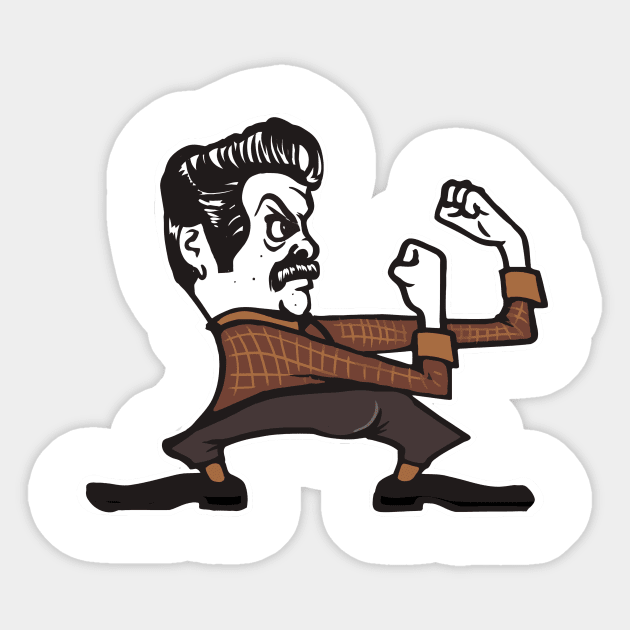 Fighting Swanson Sticker by FunSizedDesign